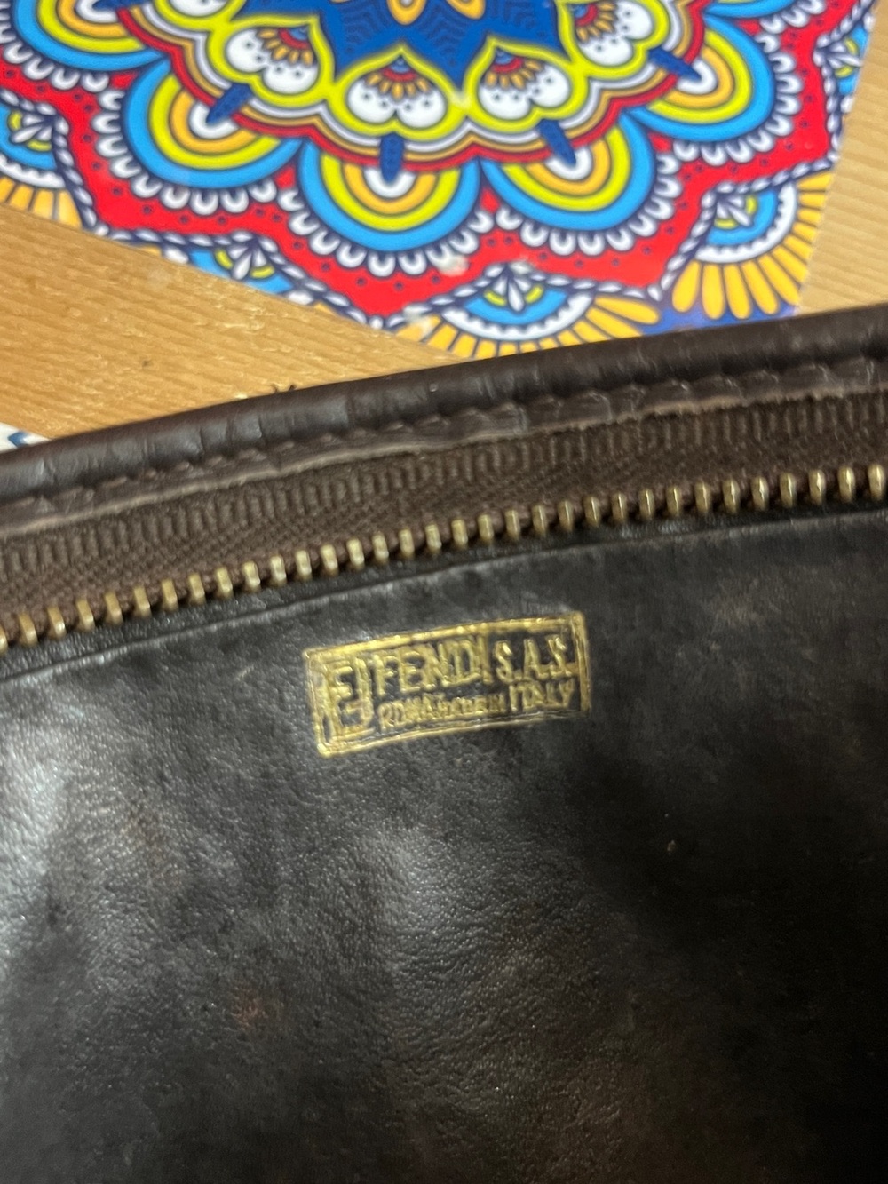 Fendi Brown & Dark Brown FF Logo Small Clutch Vintage 1970-1980 - Picture 3 of 15